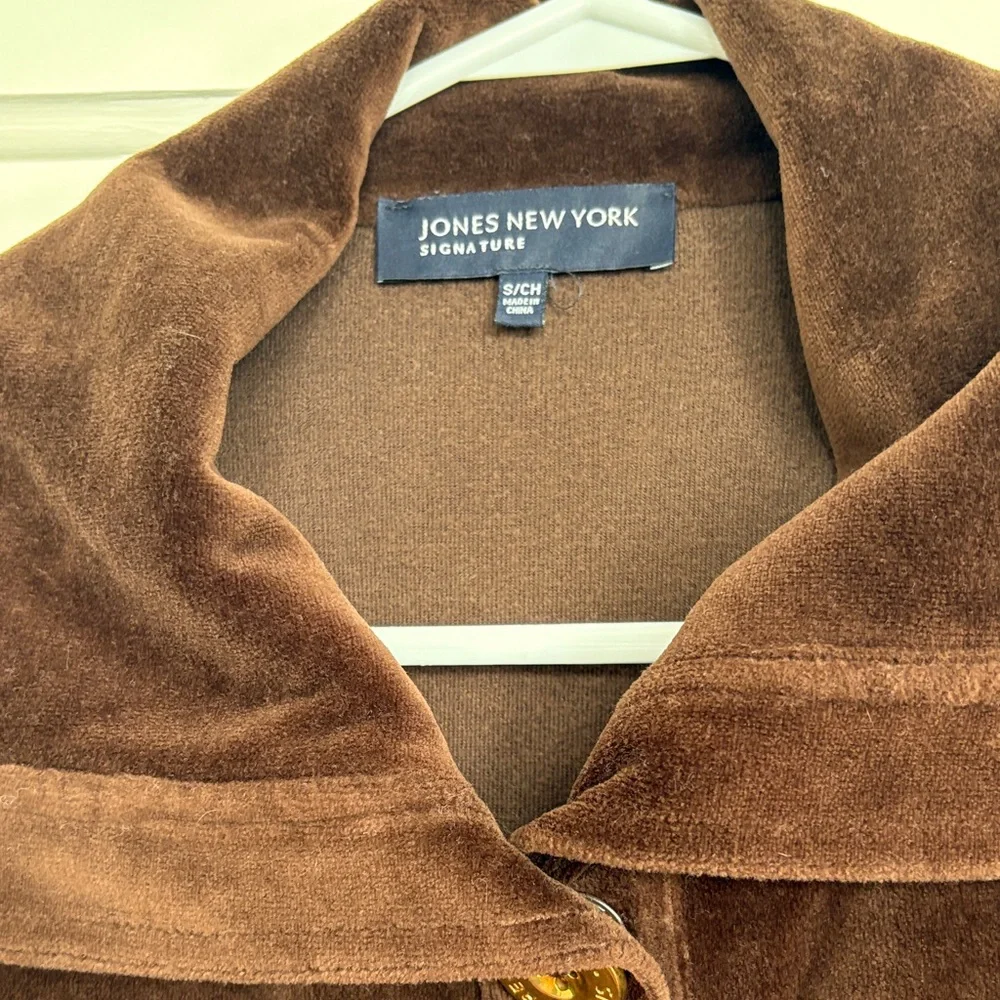 Vintage Jones New York Chocolate Velvet Utility‎ Jacket size S